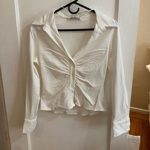 Zara Fitted Stretch Shirt Ecru